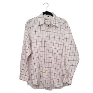 Alan Flusser Cream and Lilac Plaid Button Down Shirt